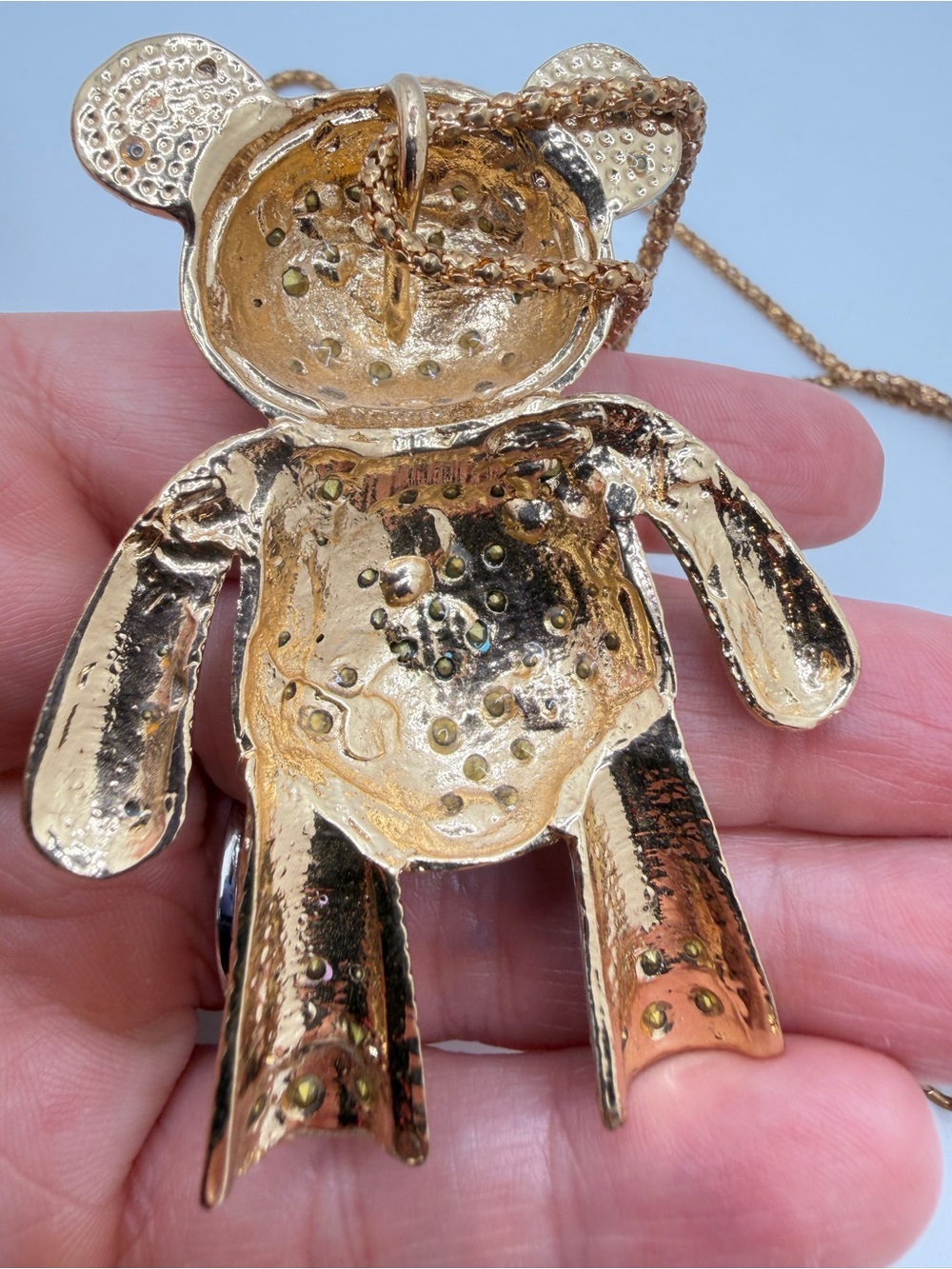 24" BETSEY JOHNSON Pastel Shades Rhinestone bear necklace! - Picture 10 of 17